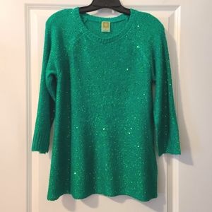 Anne Klein Green Sequined sweater